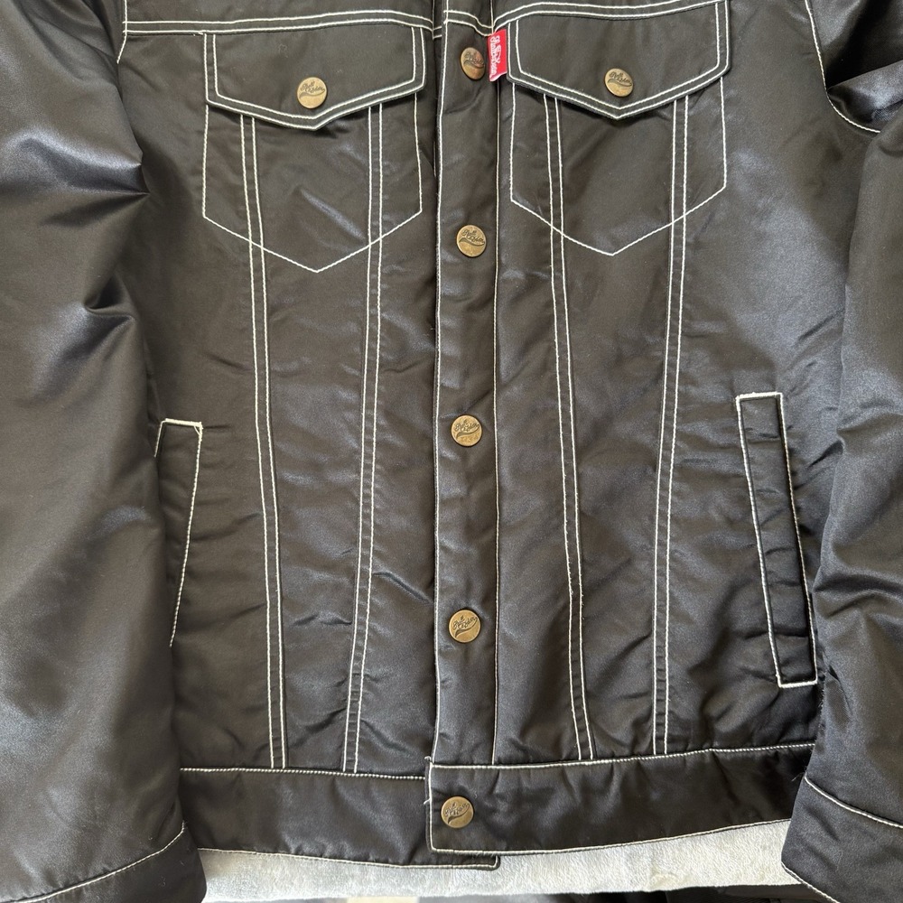 Men's Stall & Dean Black Satin Bomber Jacket"RED PEPPER PARIS"Jacket Paris Sz-L - Picture 3 of 10